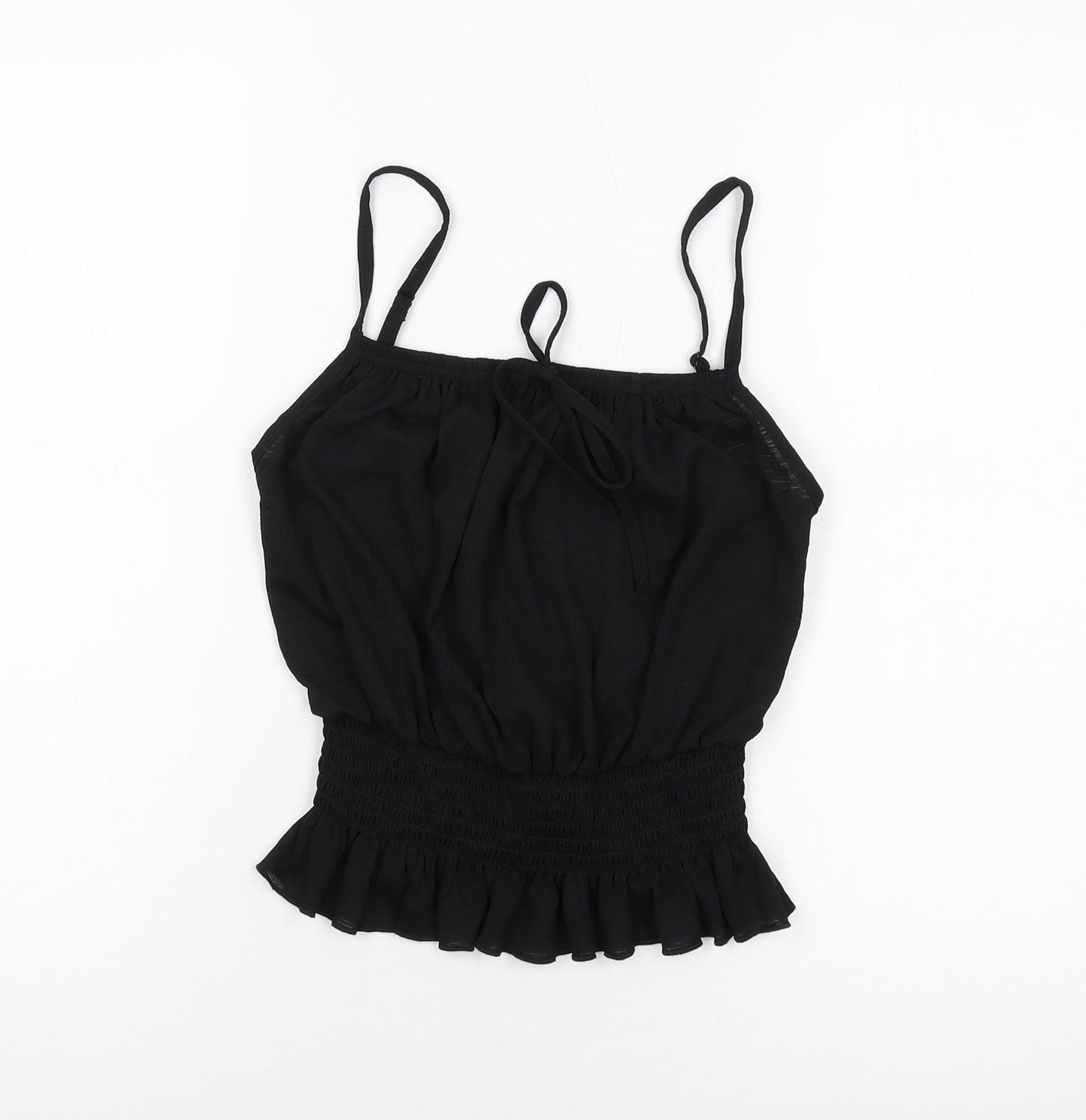 New Look Womens Black Polyester Cropped Tank Size 10 Square Neck
