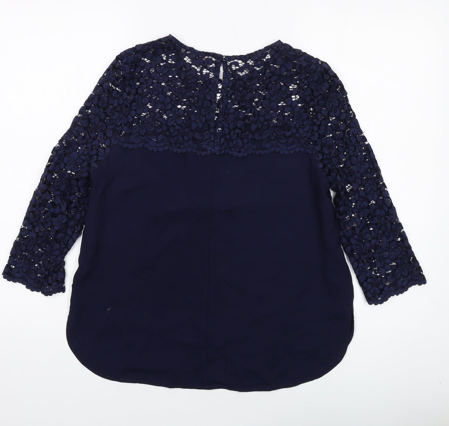 Phase Eight Womens Blue Polyester Basic Blouse Size 10 Round Neck