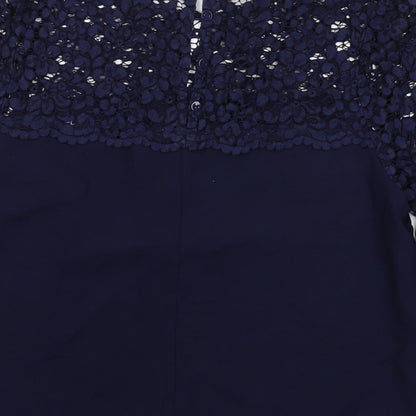 Phase Eight Womens Blue Polyester Basic Blouse Size 10 Round Neck