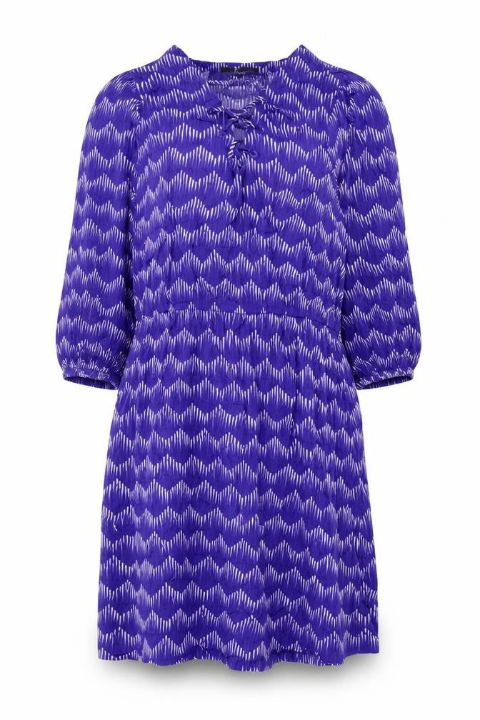 NEXT Womens Blue Geometric Viscose A-Line Size 12 V-Neck Tie