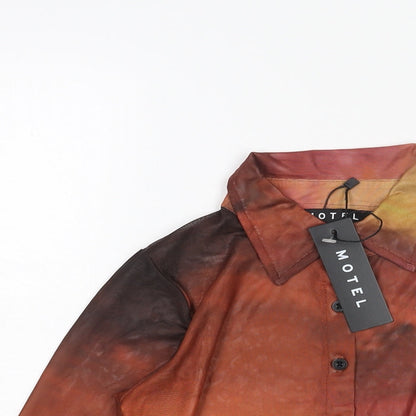 Motel Rocks Womens Multicoloured Polyester Basic Button-Up Size XS Collared - Sunset Ombre Semi Sheer