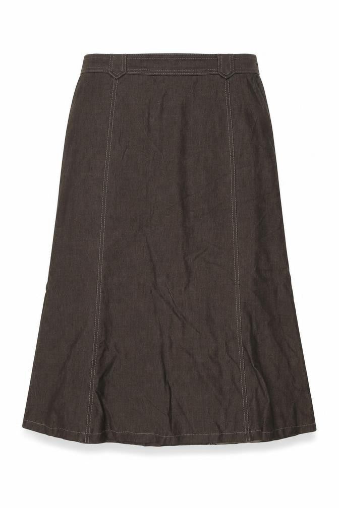 Marks & Spencer Womens Brown Polyester A-Line Skirt Size 14 Zip