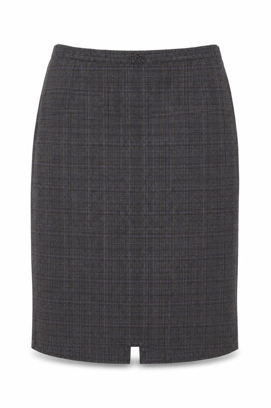 Bonmarché Womens Grey Check Polyester Straight & Pencil Skirt Size 14 - Belt Buckle Detail Elasticated Waist