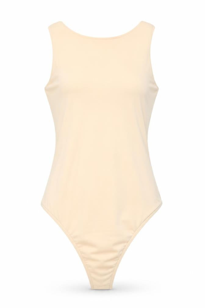 PRETTYLITTLETHING Womens Beige Polyester Bodysuit One-Piece Size 8 Snap
