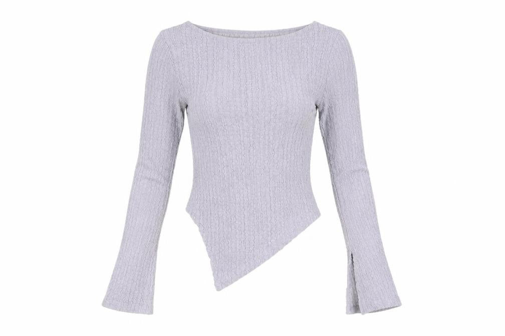 Urban Outfitters Womens Purple Polyester Basic Blouse Size XS Round Neck - Asymmetric Hem Crinkle Look Vented Cuffs