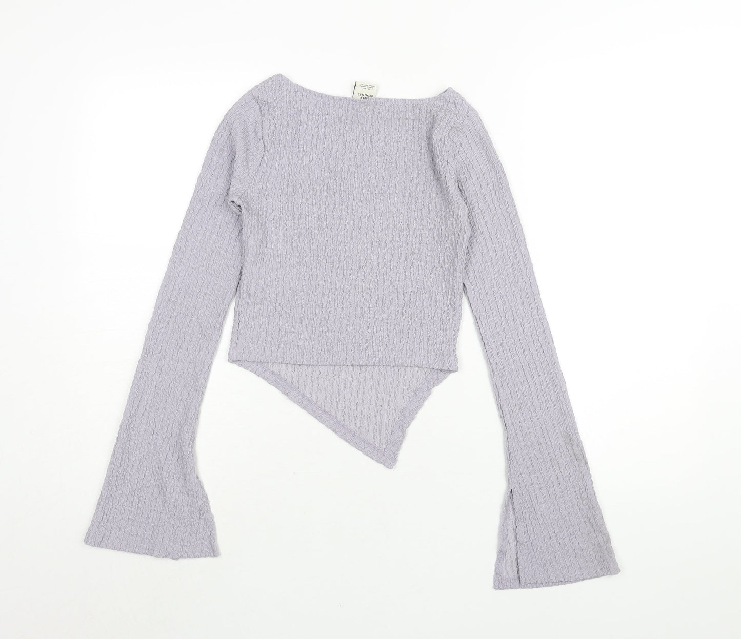 Urban Outfitters Womens Purple Polyester Basic Blouse Size XS Round Neck - Asymmetric Hem Crinkle Look Vented Cuffs
