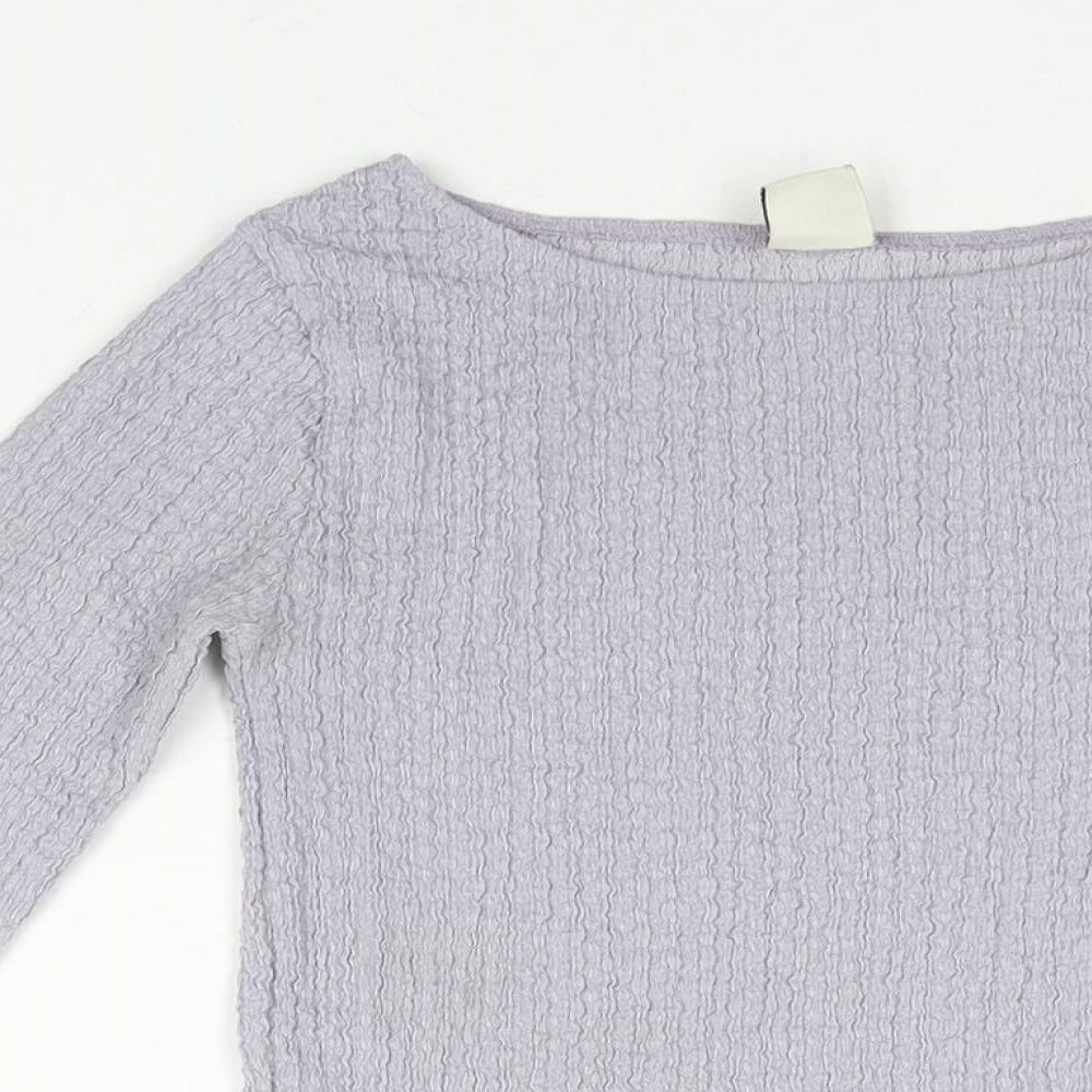 Urban Outfitters Womens Purple Polyester Basic Blouse Size XS Round Neck - Asymmetric Hem Crinkle Look Vented Cuffs