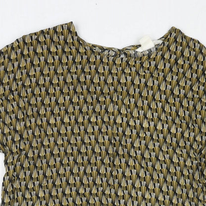 H&M Womens Multicoloured Geometric Viscose Basic Blouse Size 8 Round Neck