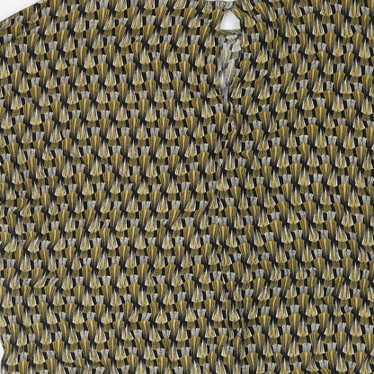 H&M Womens Multicoloured Geometric Viscose Basic Blouse Size 8 Round Neck