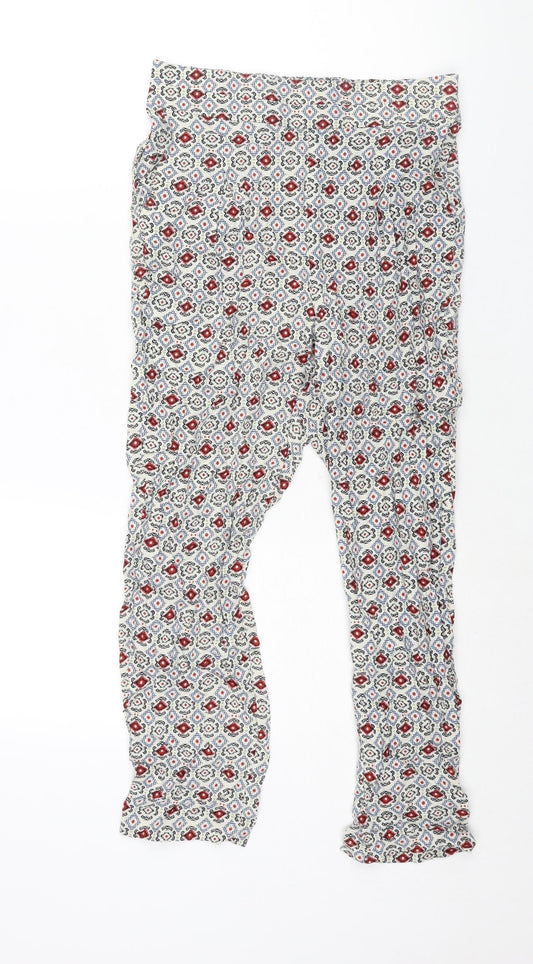Marks and Spencer Womens Multicoloured Geometric Viscose Harem Trousers Size 8 L25 in Regular