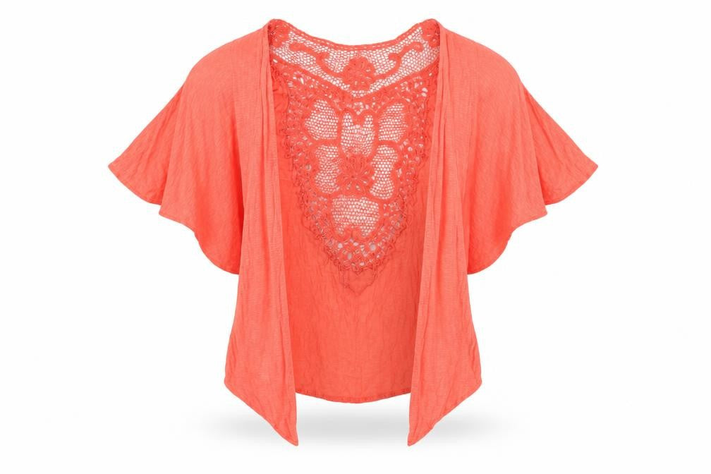 QED London Womens Pink Viscose Kimono Blouse Size L V-Neck - Lace Panel