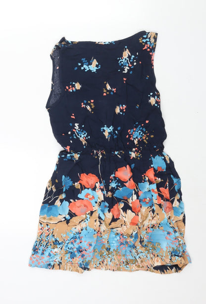 Back view of Miss Selfridge women’s multicoloured geometric viscose a-line, size UK 6, round neck pullover