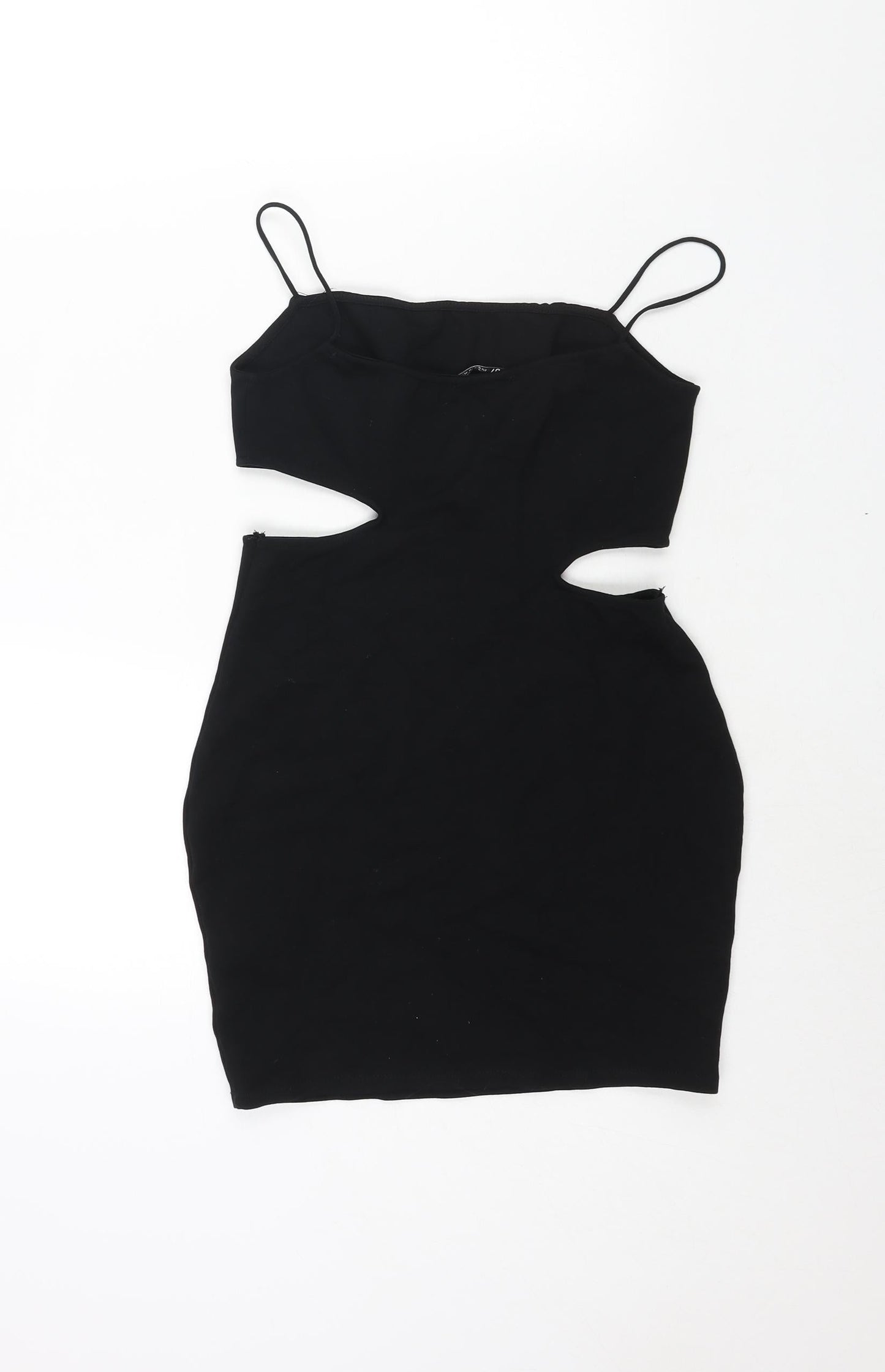 Zara Womens Black Viscose Mini Size M Square Neck Pullover - Cut Out Detail