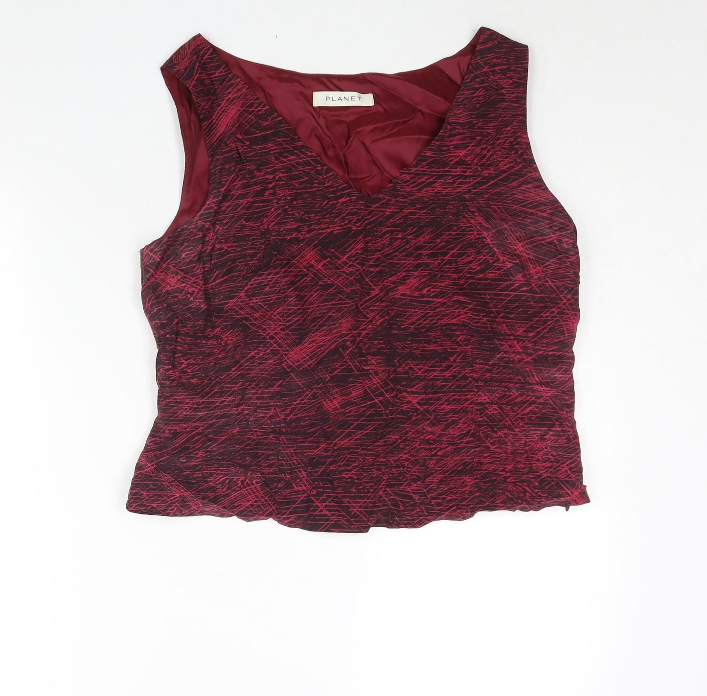 Planet Womens Pink Geometric Cupro Camisole Blouse Size 14 V-Neck