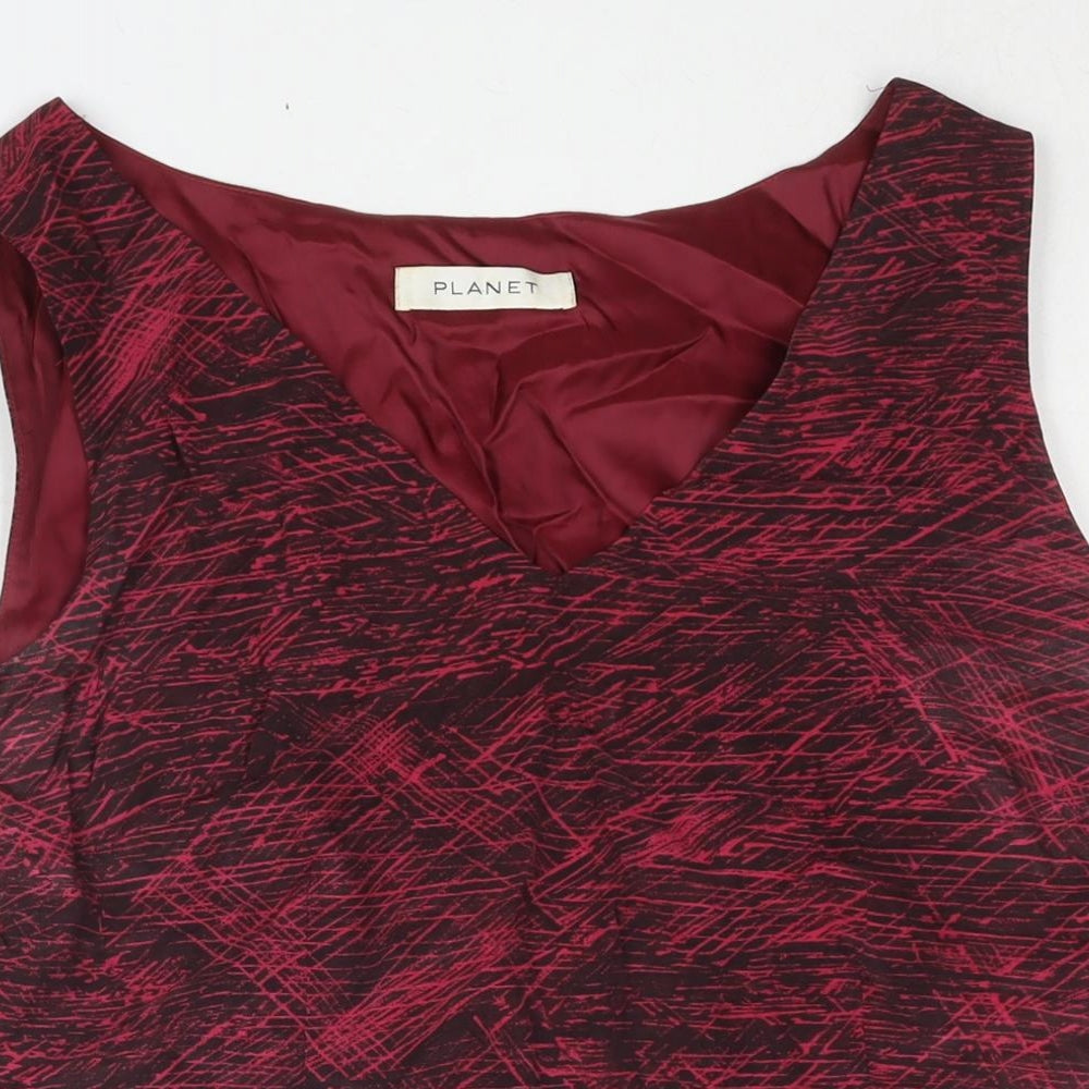 Planet Womens Pink Geometric Cupro Camisole Blouse Size 14 V-Neck