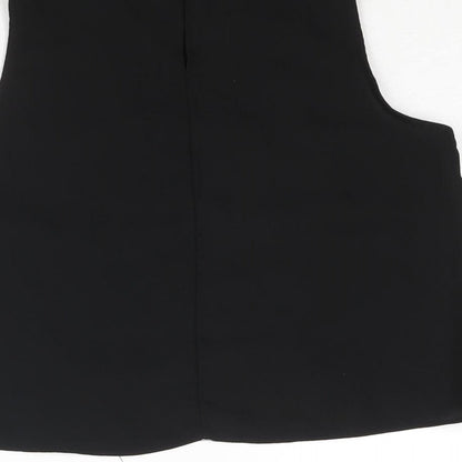 Brand and care label for Miss Selfridge women’s black polyester cropped blouse, size UK 8, round neck - lace panel