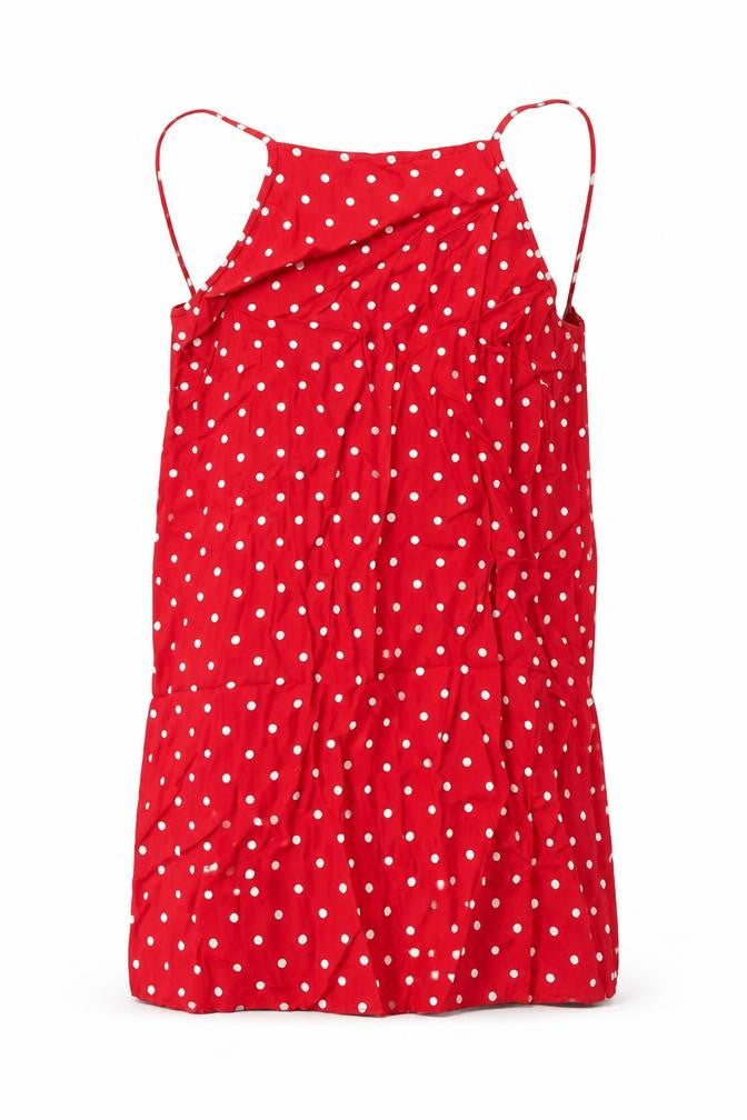 ASOS Womens Red Polka Dot Viscose Mini Size 10 Square Neck Tie