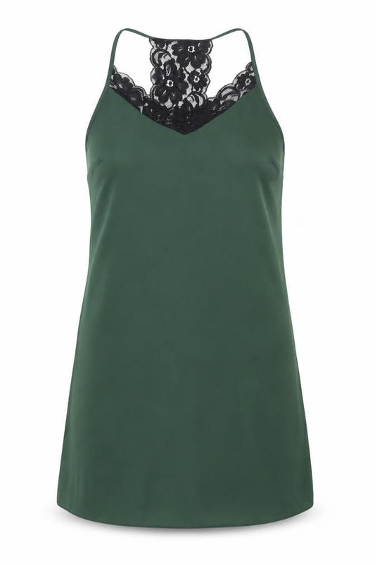 River Island Womens Green Polyester Shift Size 10 Scoop Neck Pullover - Lace Detail