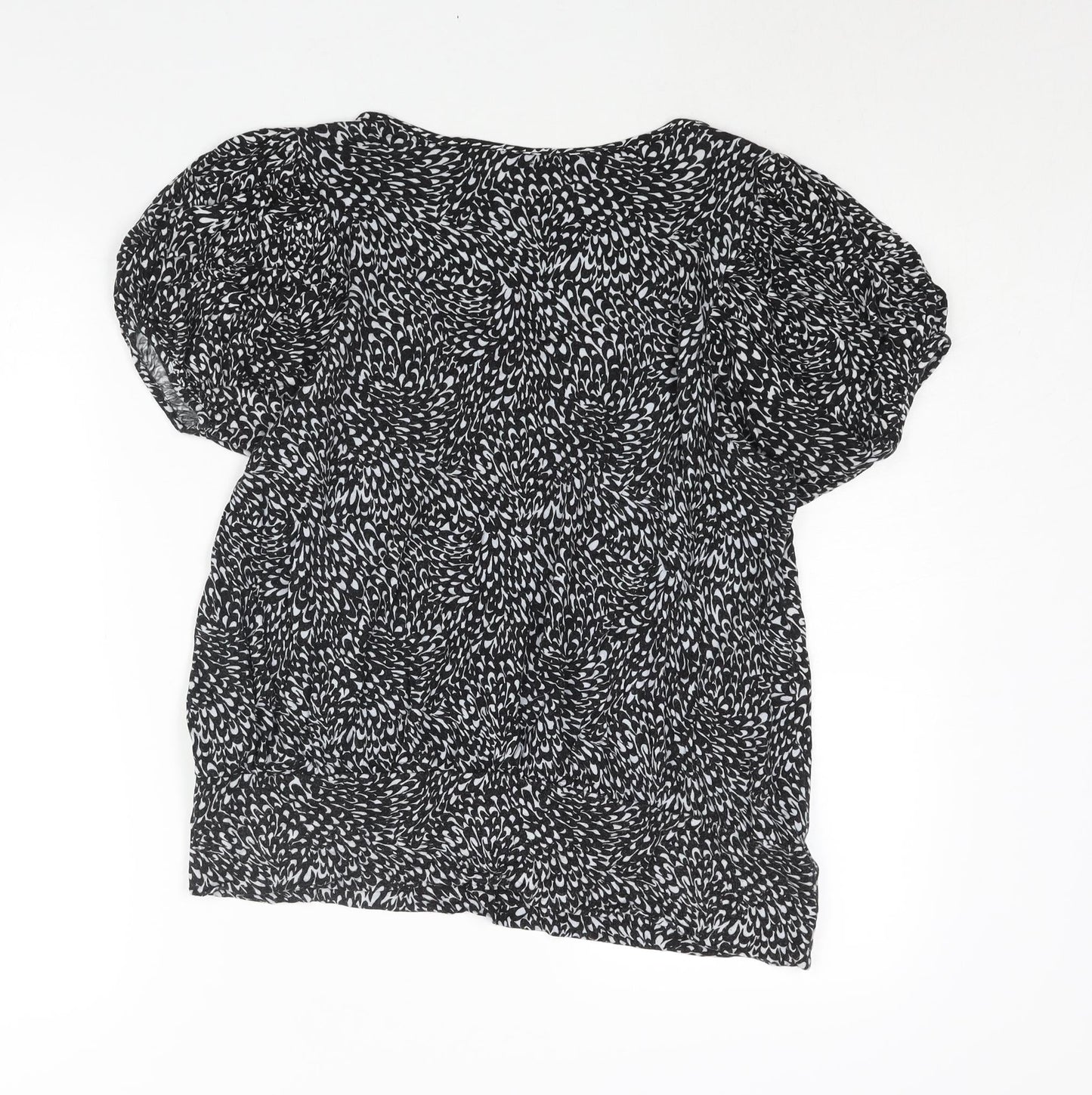 Dorothy Perkins Womens Black Geometric Viscose Basic Blouse Size 18 Round Neck