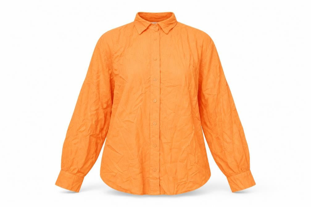 Stradivarius Womens Orange Viscose Basic Button-Up Size M Collared