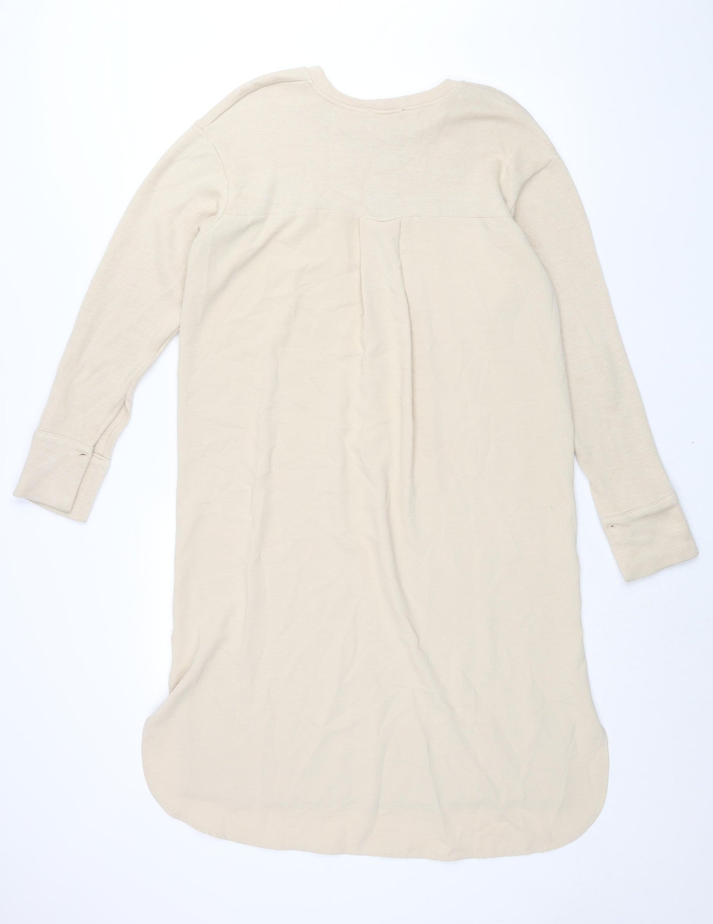 Zara Womens Beige Polyester Jumper Dress Size S Round Neck Pullover