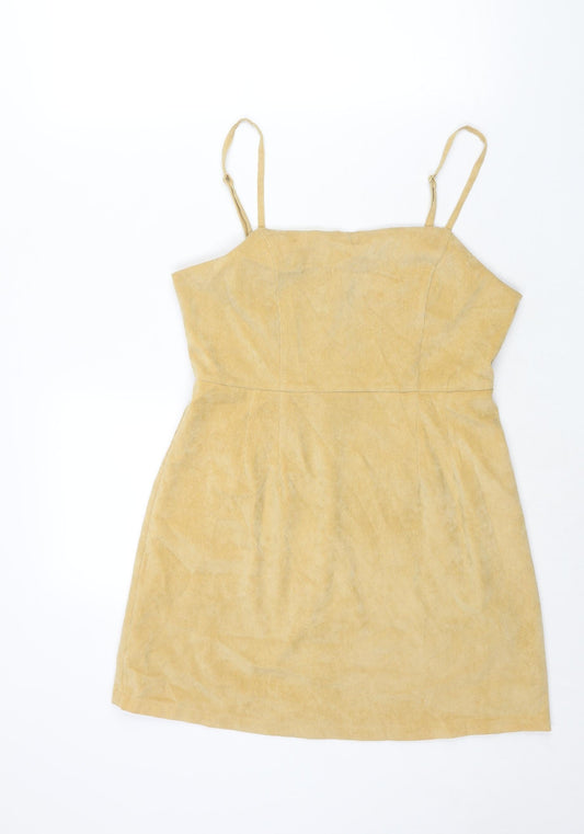 Cooperative Womens Yellow Cotton Mini Size M Square Neck Zip