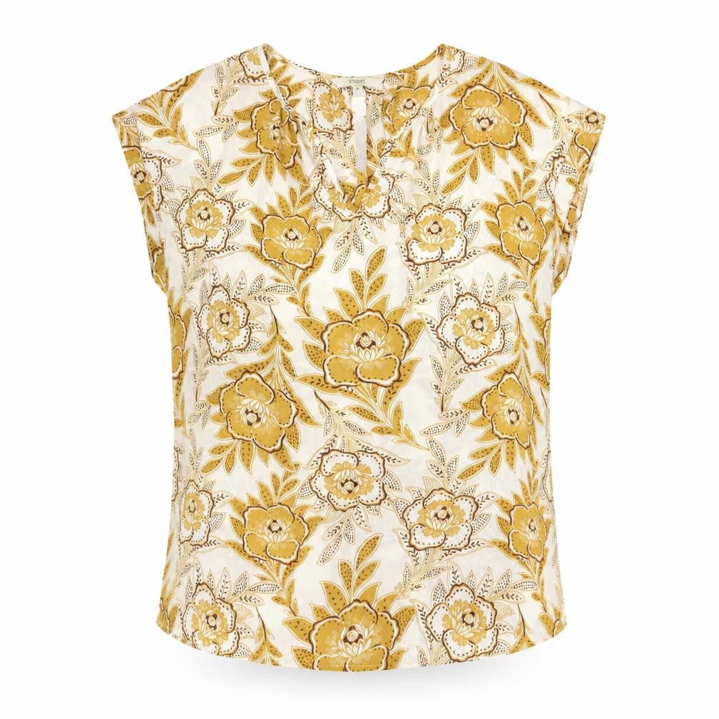 NEXT Womens Yellow Floral Polyester Basic Blouse Size 10 V-Neck