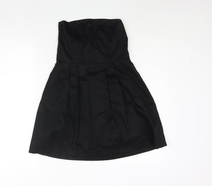SOHO Womens Black Polyester A-Line Size 14 Square Neck Zip