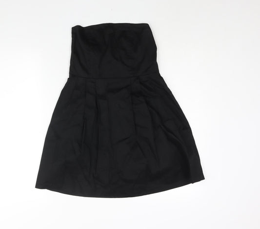 SOHO Womens Black Polyester A-Line Size 14 Square Neck Zip
