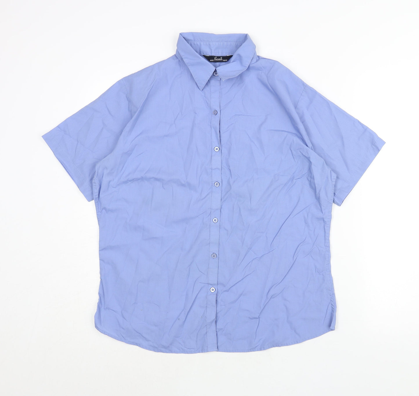 Premier Womens Blue Polyester Basic Button-Up Size 16 Collared