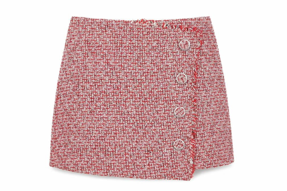 Topshop Womens Red Polyester Mini Skirt Size 8 Zip - Button Detail