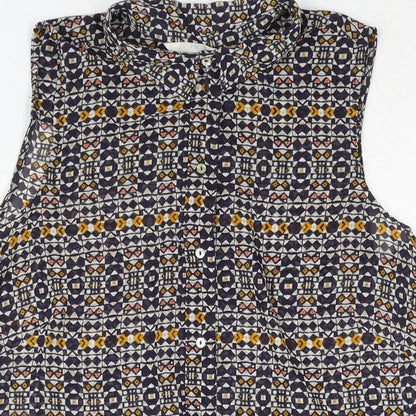 H&M Womens Multicoloured Geometric Polyester Camisole Blouse Size 8 Collared - Semi Sheer