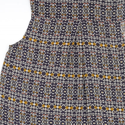H&M Womens Multicoloured Geometric Polyester Camisole Blouse Size 8 Collared - Semi Sheer