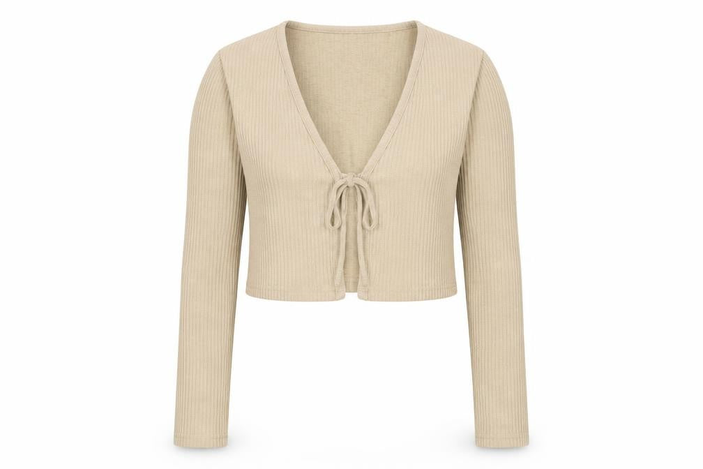 Divided by H&M Womens Beige Polyester Cropped Blouse Size XS Round Neck
