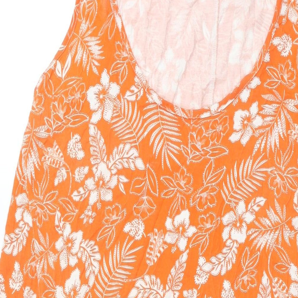 Yours Womens Orange Floral Viscose Shift Size 18 Scoop Neck Pullover