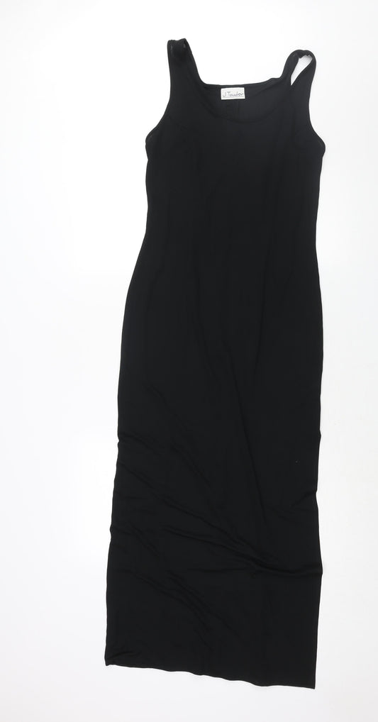J. Taylor Womens Black Acetate Maxi Size 14 Scoop Neck Pullover - Side Slit