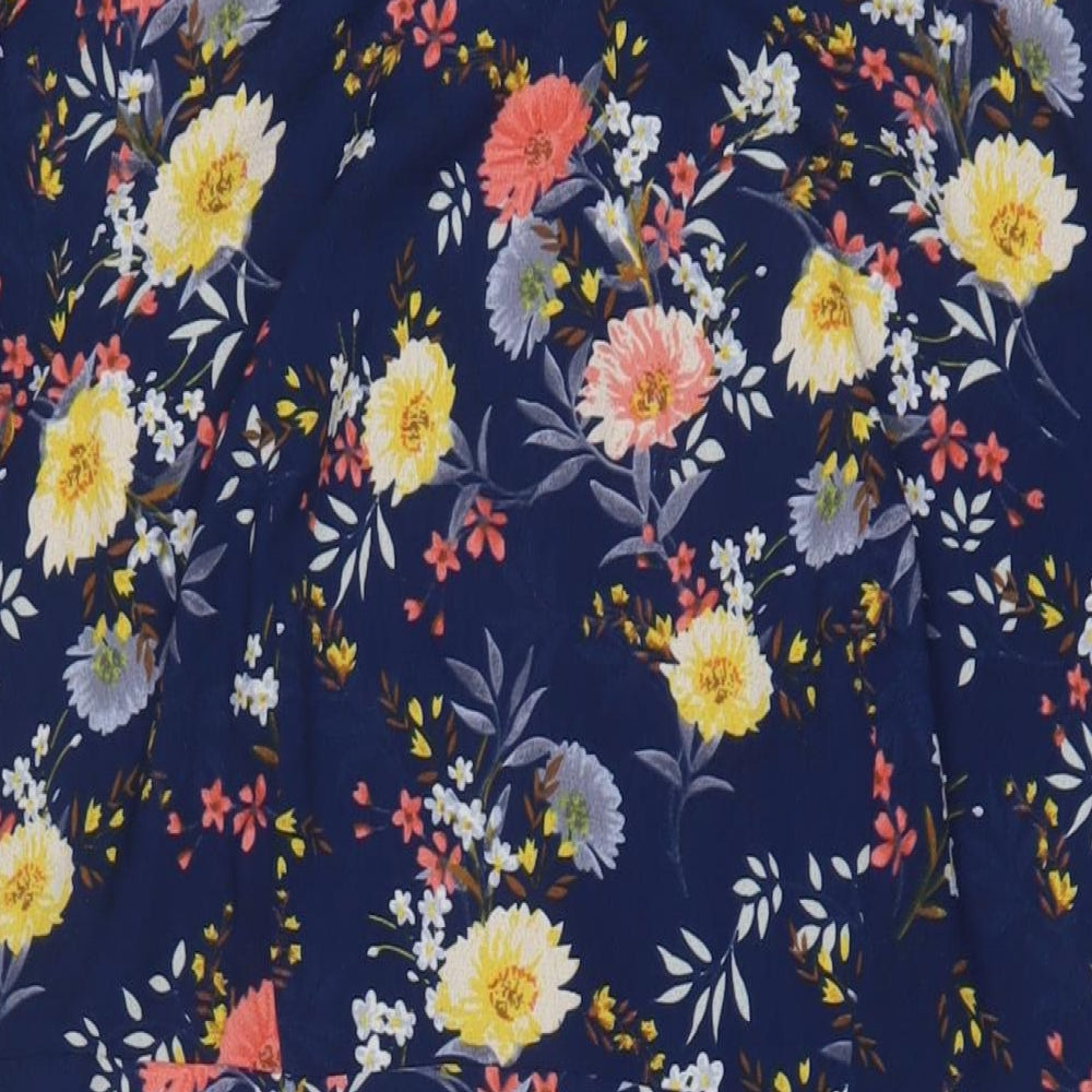 Lovedrobe Womens Blue Floral Polyester A-Line Size 18 Boat Neck Zip