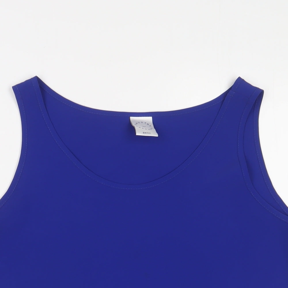 Country Casuals Womens Blue Polyester Basic Tank Size S Scoop Neck