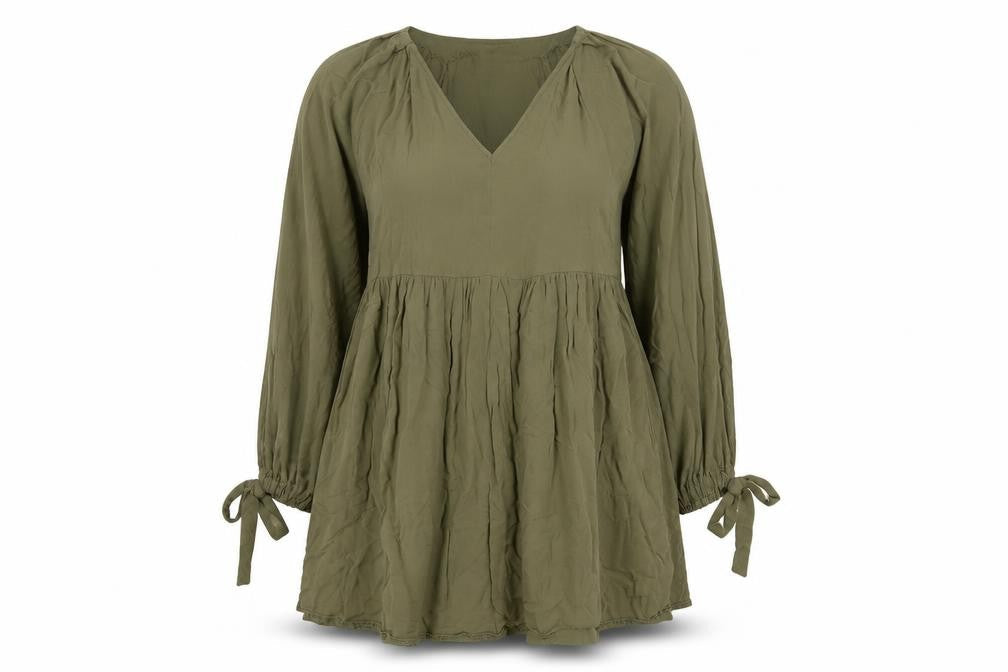 ASOS Womens Green Viscose A-Line Size 10 V-Neck Pullover