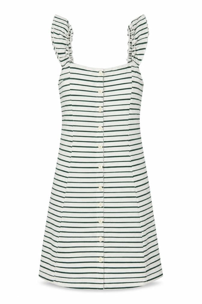 DF Young Womens White Striped Viscose A-Line Size XL Scoop Neck Button
