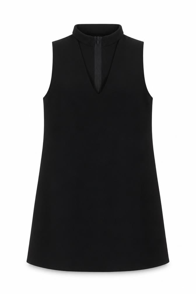 PRETTYLITTLETHING Womens Black Polyester A-Line Size 4 Halter Zip