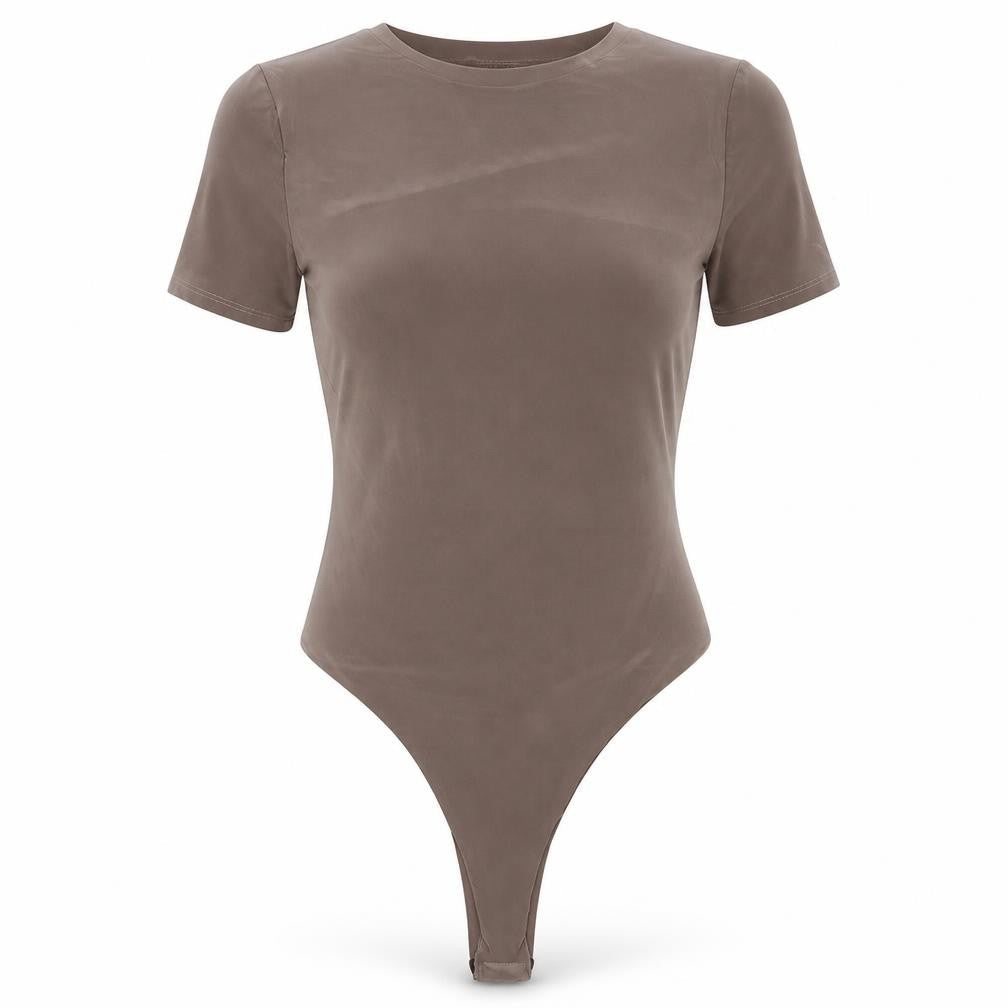 Boohoo Womens Beige Polyester Bodysuit One-Piece Size 12 Snap