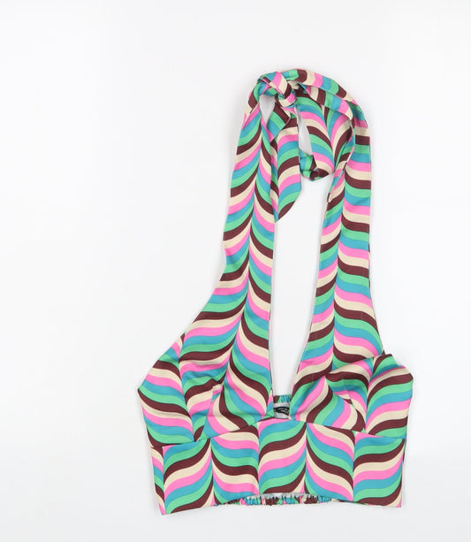 Zara Womens Multicoloured Geometric Polyester Cropped Tank Size S Halter