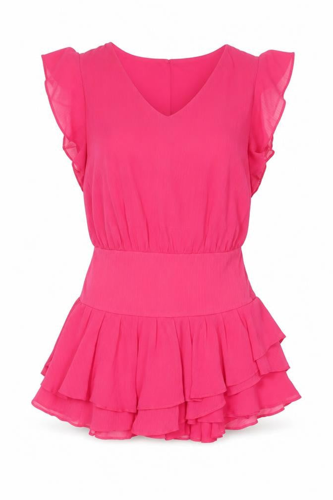 Mango Womens Pink Polyester A-Line Size L V-Neck Zip
