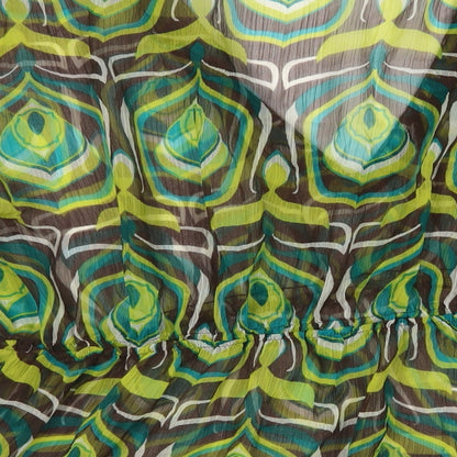 Wardrobe Womens Green Geometric Polyester Basic Blouse Size 26 V-Neck