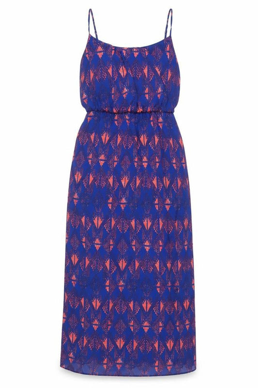 New Look Womens Blue Geometric Polyester A-Line Size 14 Square Neck Pullover