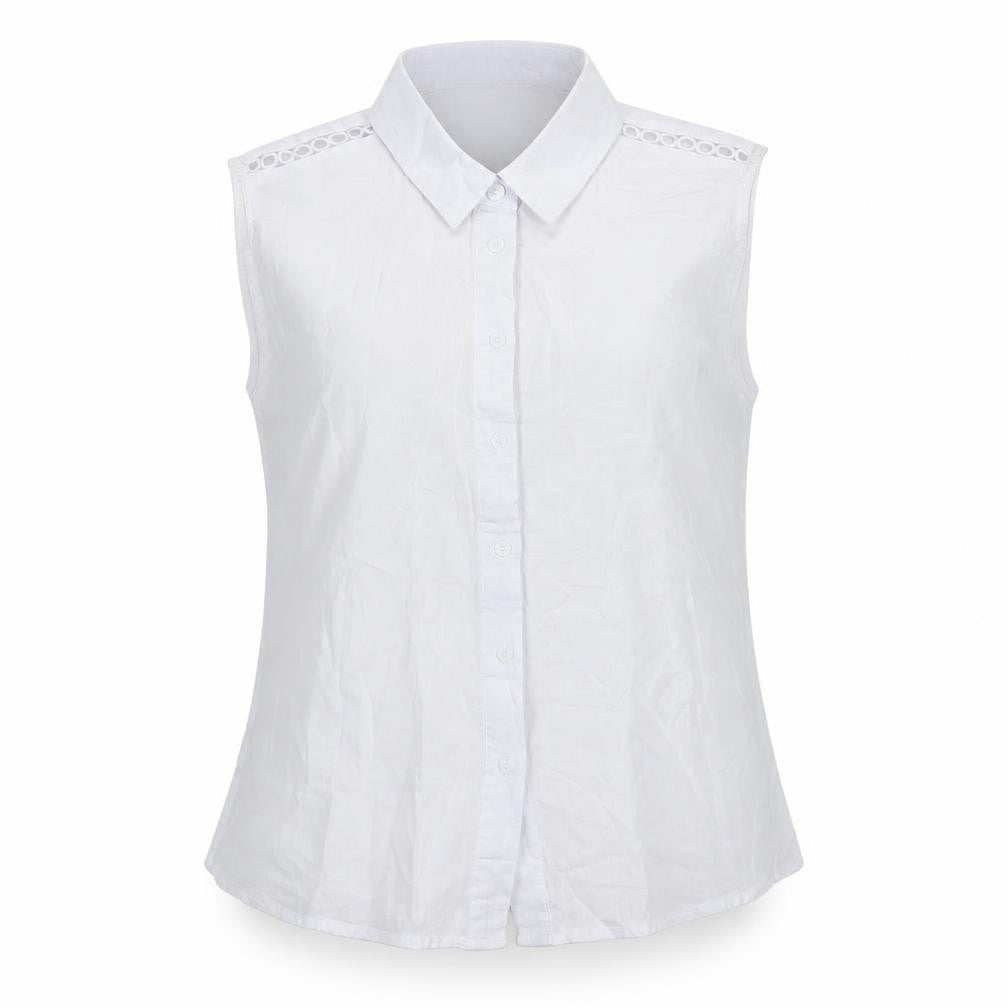 Lipsy Womens White Cotton Basic Button-Up Size 10 Collared - Embroidered