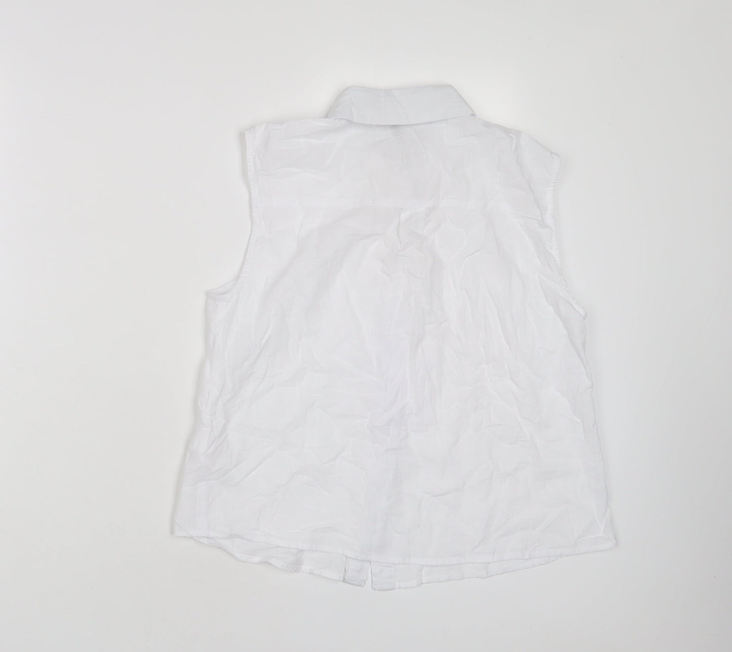 Lipsy Womens White Cotton Basic Button-Up Size 10 Collared - Embroidered