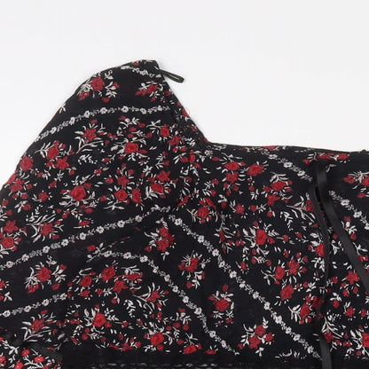 Essence Womens Red Floral Viscose Basic Blouse Size 16 V-Neck - Lace