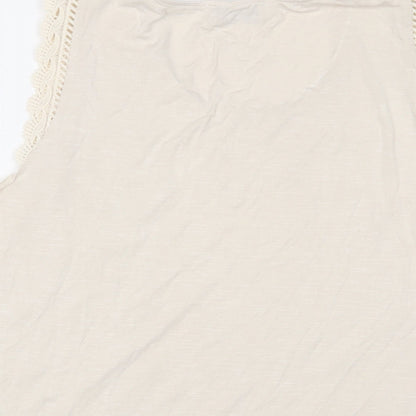 Per Una Womens Beige Polyester Basic Tank Size 14 Scoop Neck - Embroidered